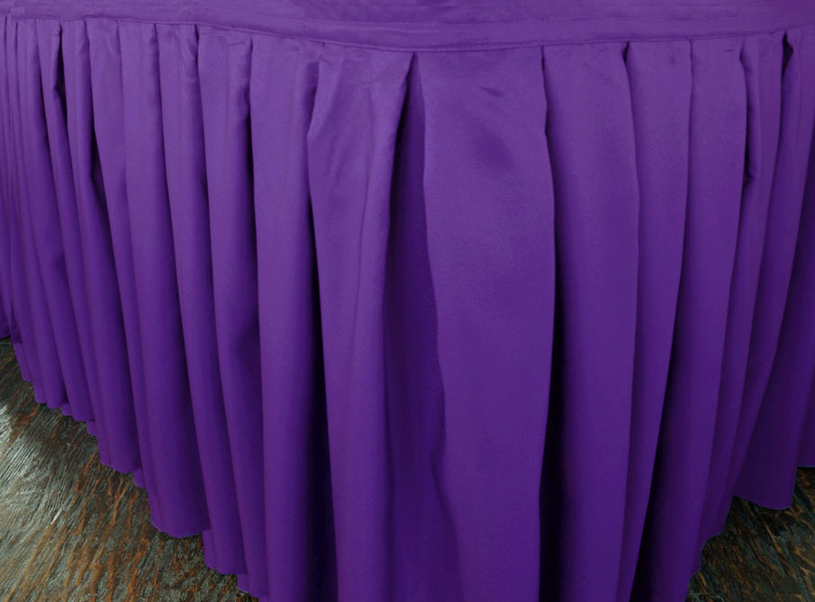 Accordion Pleat Polyester Table Skirt 17x29 Regency Purple