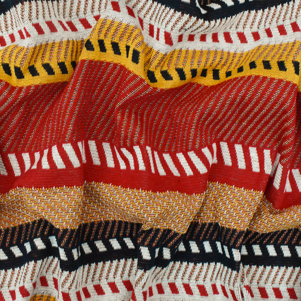 1 Yard Red-Yellow-Multi Diagonal Stripe Stretch Double Knit Fabric 65 Inches Wide
