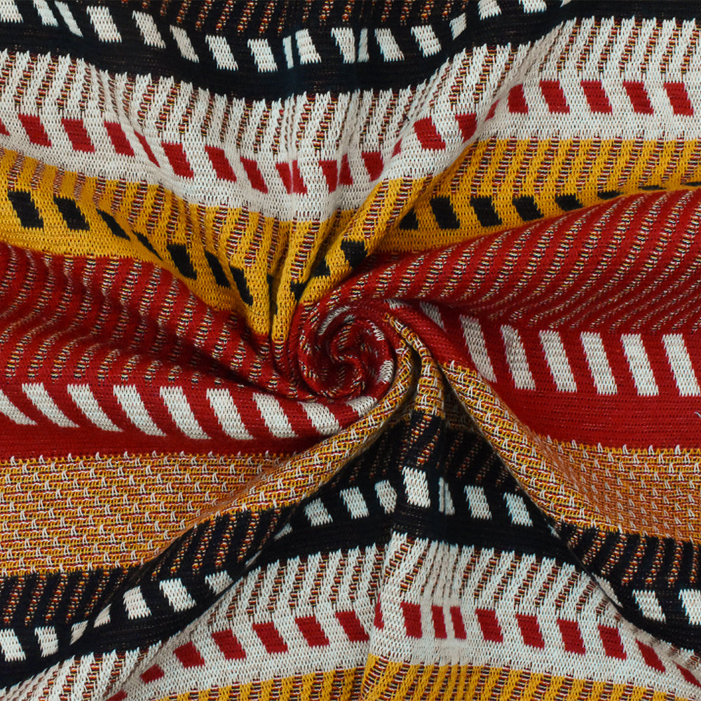 1 Yard Red-Yellow-Multi Diagonal Stripe Stretch Double Knit Fabric 65 Inches Wide