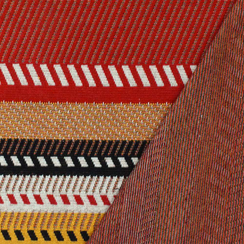 1 Yard Red-Yellow-Multi Diagonal Stripe Stretch Double Knit Fabric 65 Inches Wide