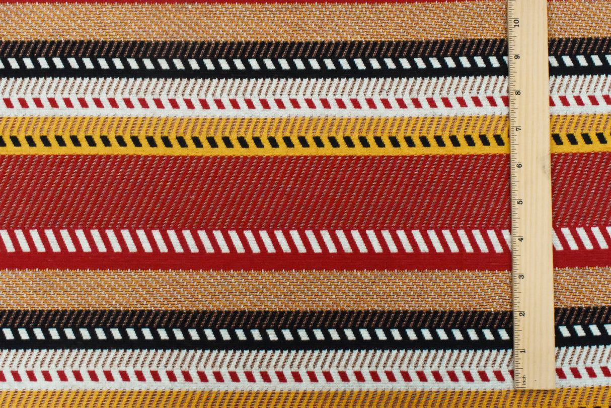 1 Yard Red-Yellow-Multi Diagonal Stripe Stretch Double Knit Fabric 65 Inches Wide
