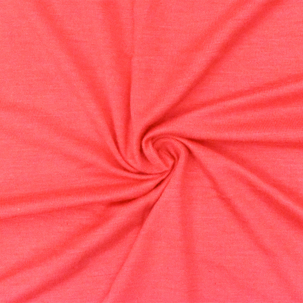 1 Yard Coral Red Solid Stretch Rayon Jersey Knit Fabric 62 Inches Wide
