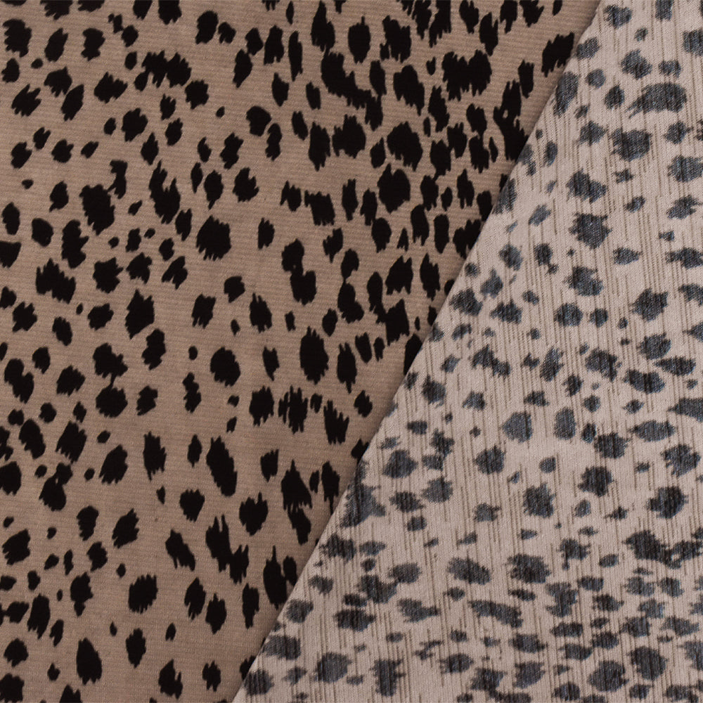 1 Yard Mocha Brown-Black Leopard Printed Stretch Polyester Jersey Knit Fabric 59 Inches Wide