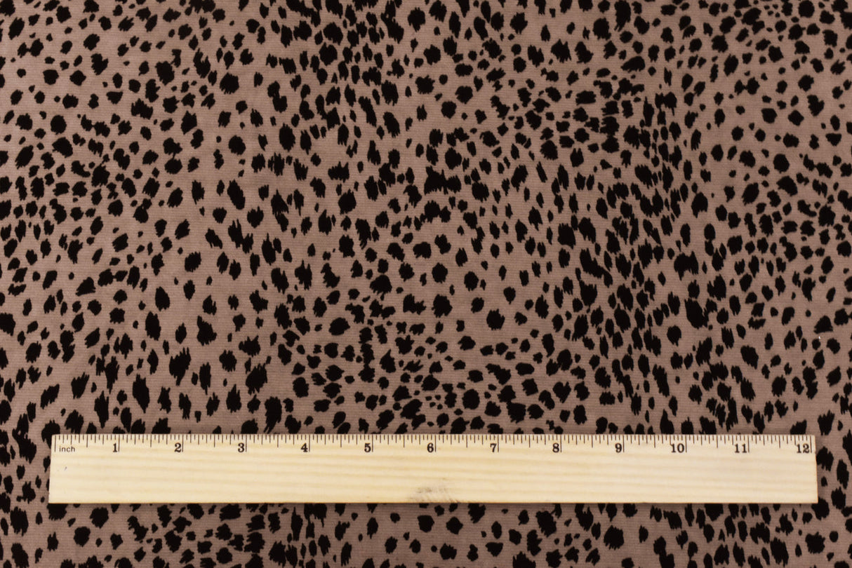 1 Yard Mocha Brown-Black Leopard Printed Stretch Polyester Jersey Knit Fabric 59 Inches Wide