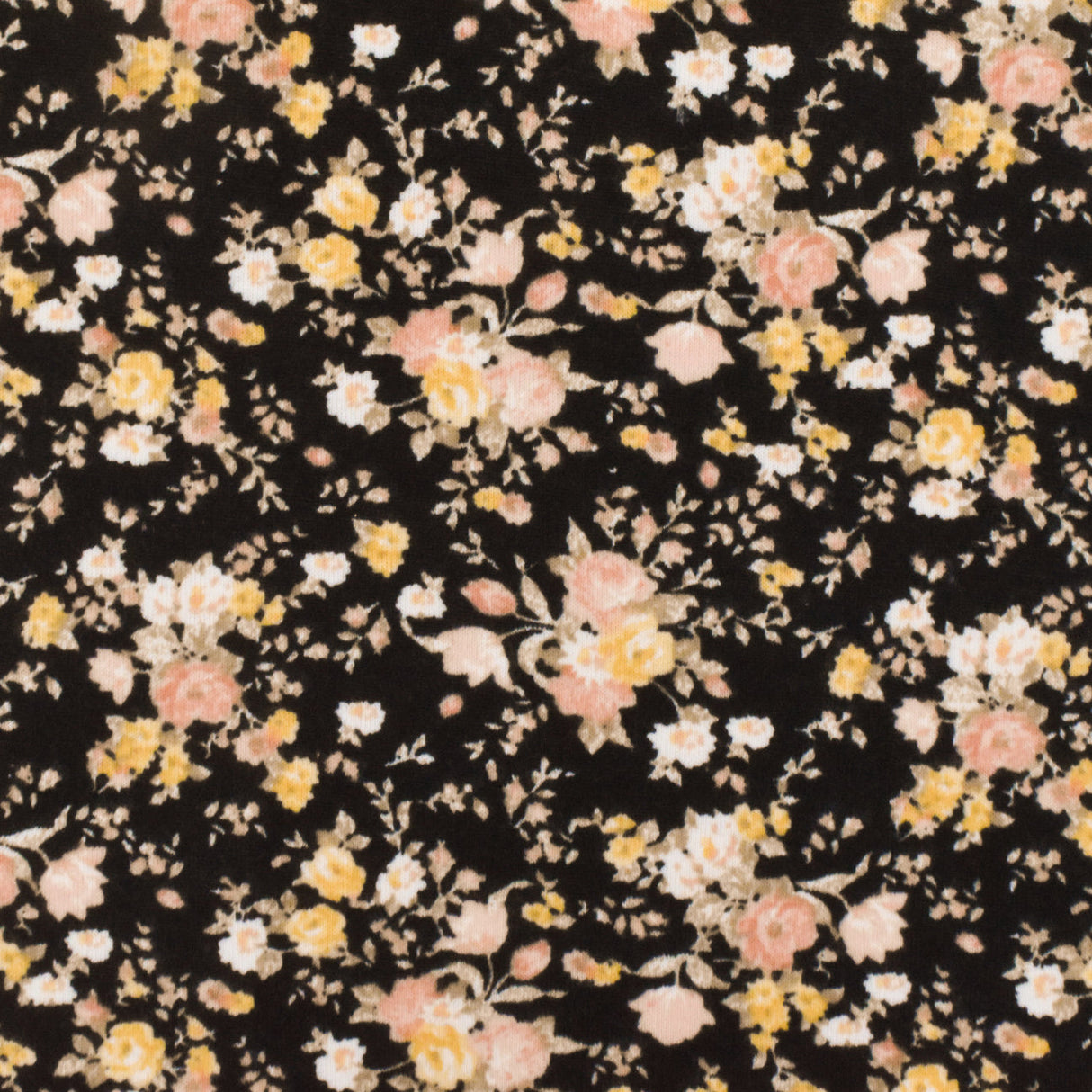 1 Yard Simple Black Beige Multi Floral Printed Stretch Polyester Jersey Knit Fabric 62 Inches Wide