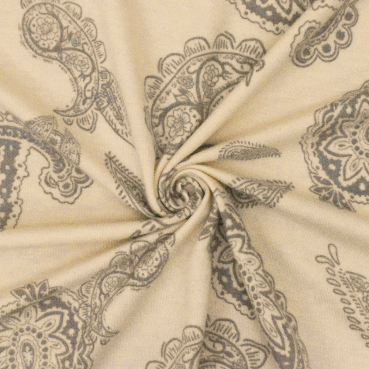 ১ গজ হালকা বেইজ গ্রে পেসলি প্রিন্টেড স্ট্রেচ জার্সি নিট ফ্যাব্রিক ৬২ ইঞ্চি চওড়া