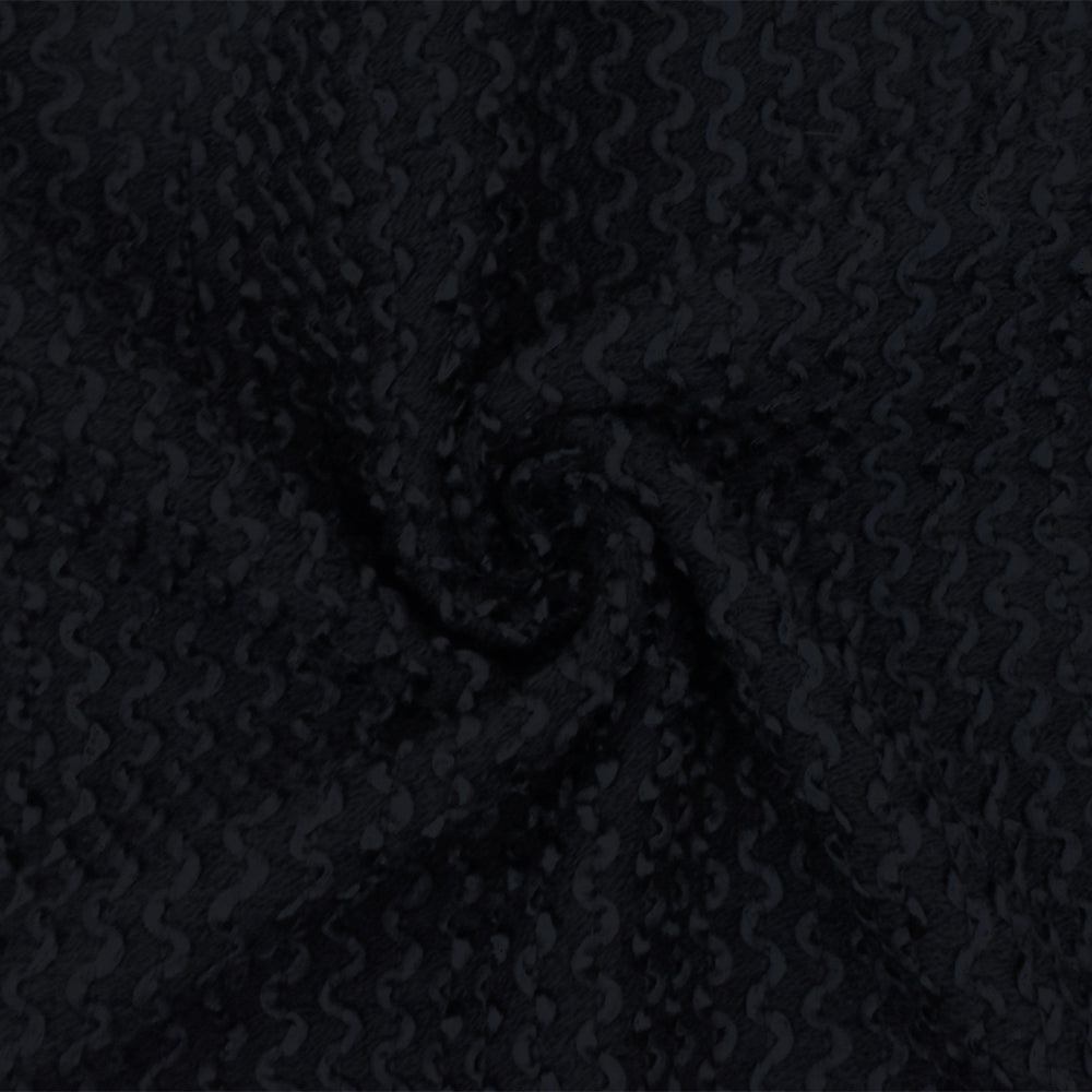 1 Yard Obsidian Black 3D Wave Acrylic Poly Woven Jacketing Fabric Apparel 28 Inches Width