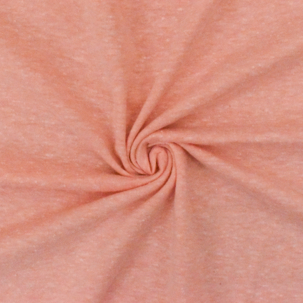 1 Yard Punch Peach Ivory Slub Stretch Poly Jersey Knit Fabric 62 Inches Wide