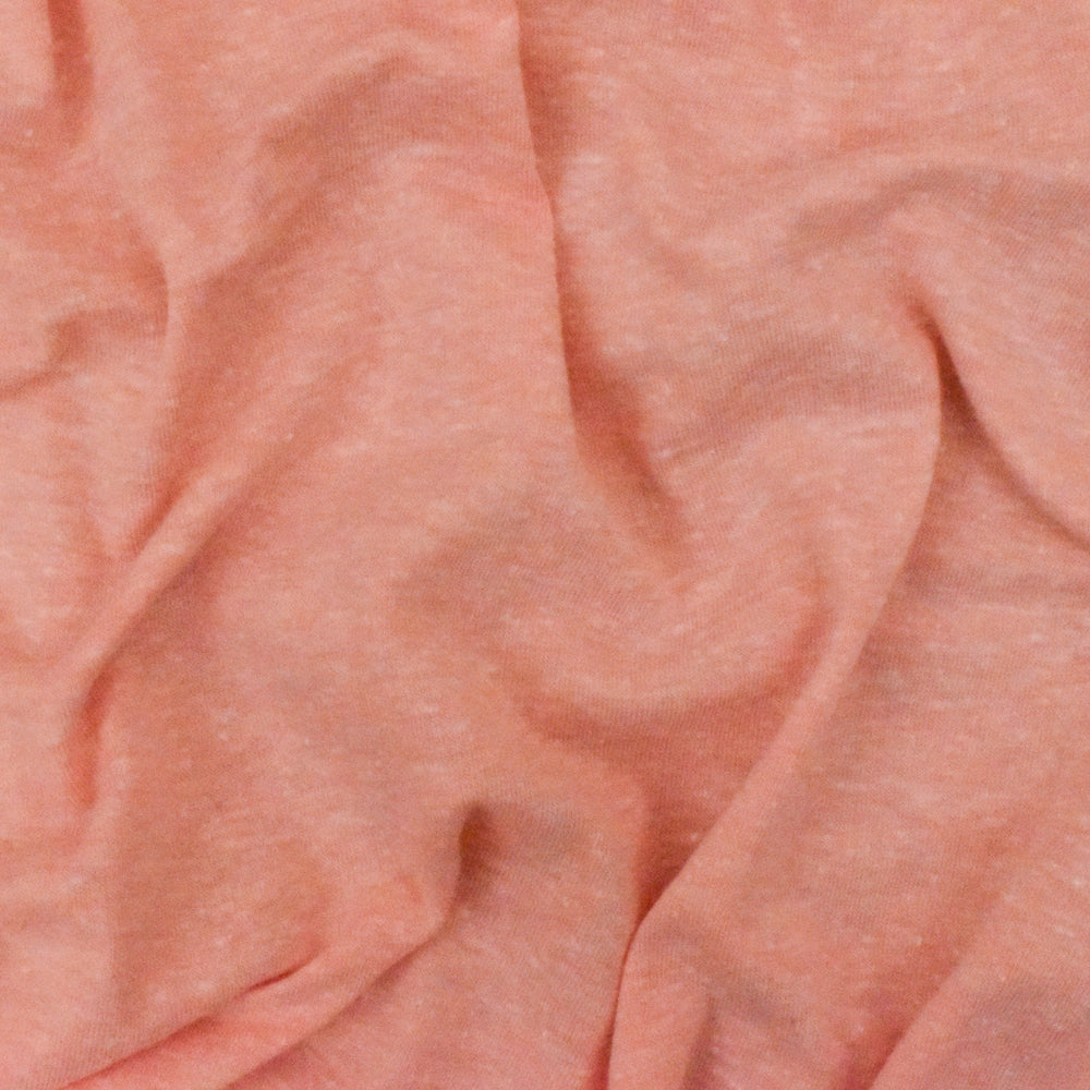 1 Yard Punch Peach Ivory Slub Stretch Poly Jersey Knit Fabric 62 Inches Wide