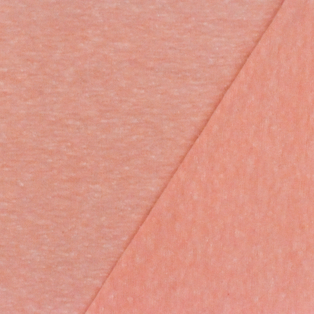 1 Yard Punch Peach Ivory Slub Stretch Poly Jersey Knit Fabric 62 Inches Wide