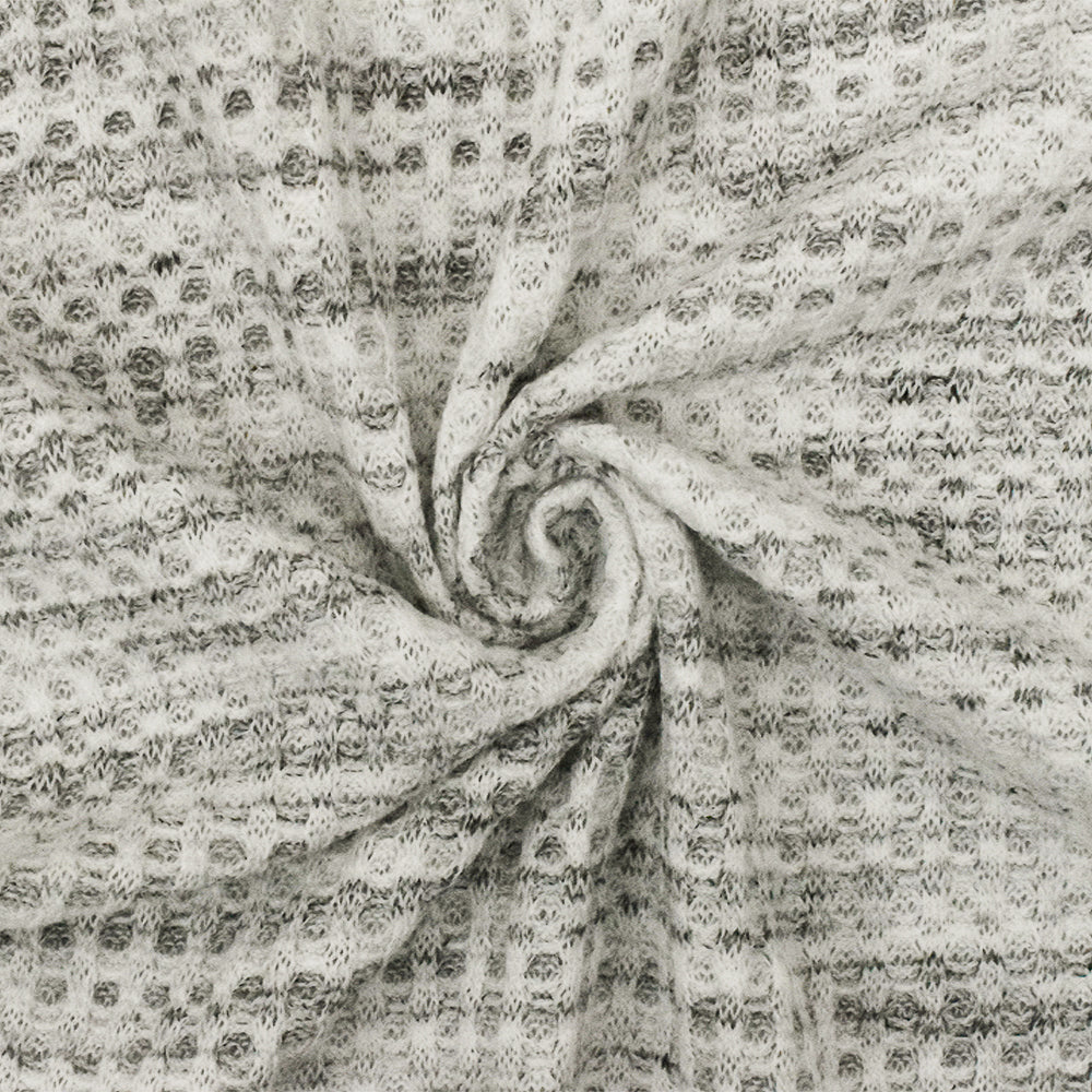 1 Yard Soft Gray White Black Texture Stretch Brushed Thermal Knit Fabric 58 Inches Wide