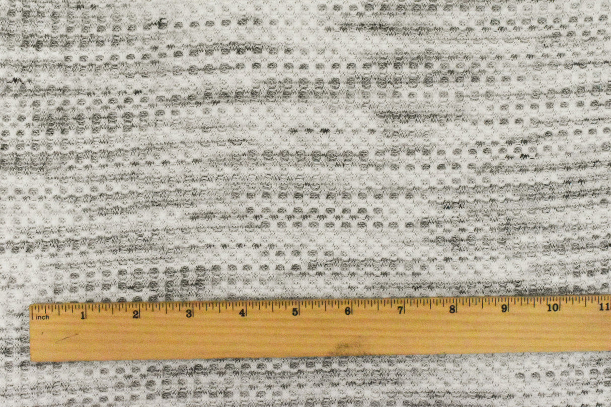 1 Yard Soft Gray White Black Texture Stretch Brushed Thermal Knit Fabric 58 Inches Wide