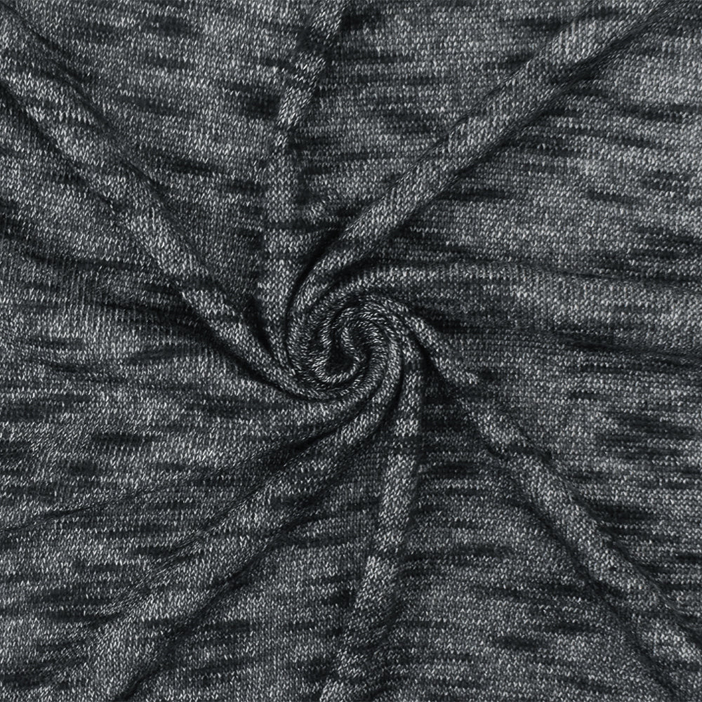 1 Yard Basic Black White Slub Stretch Poly Jersey Knit Fabric 56 Inches Wide