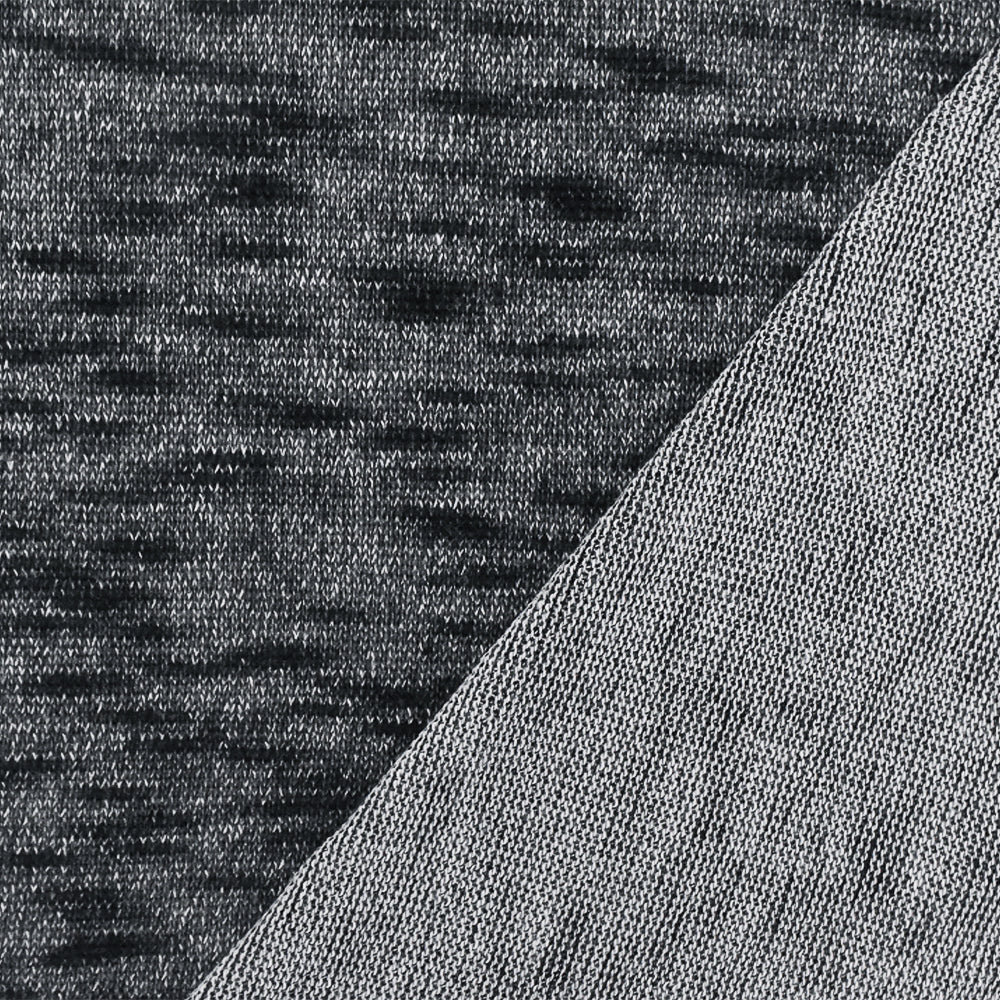 1 Yard Basic Black White Slub Stretch Poly Jersey Knit Fabric 56 Inches Wide