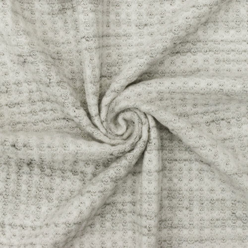 1 Yard Dusty Ivory Gray Black Texture Stretch Poly Thermal Knit Fabric 55 Inches Wide