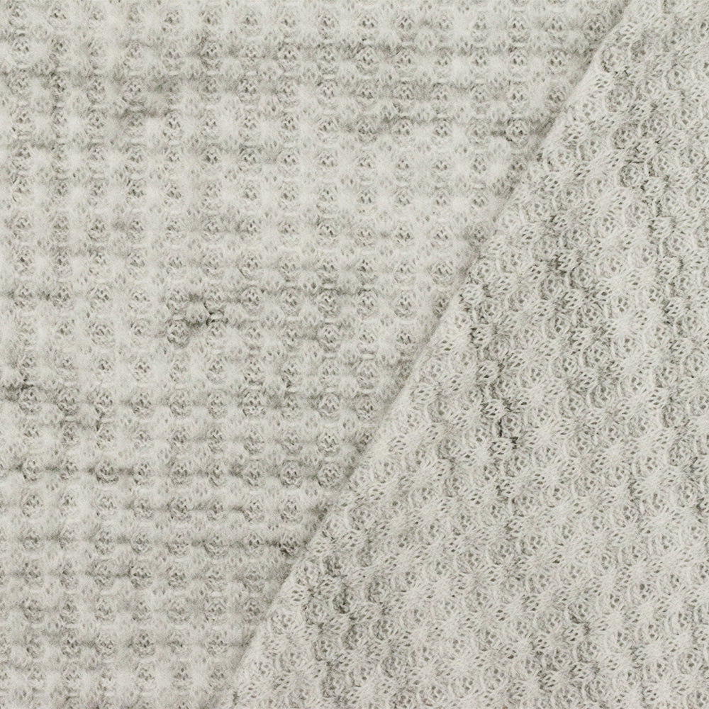 1 Yard Dusty Ivory Gray Black Texture Stretch Poly Thermal Knit Fabric 55 Inches Wide