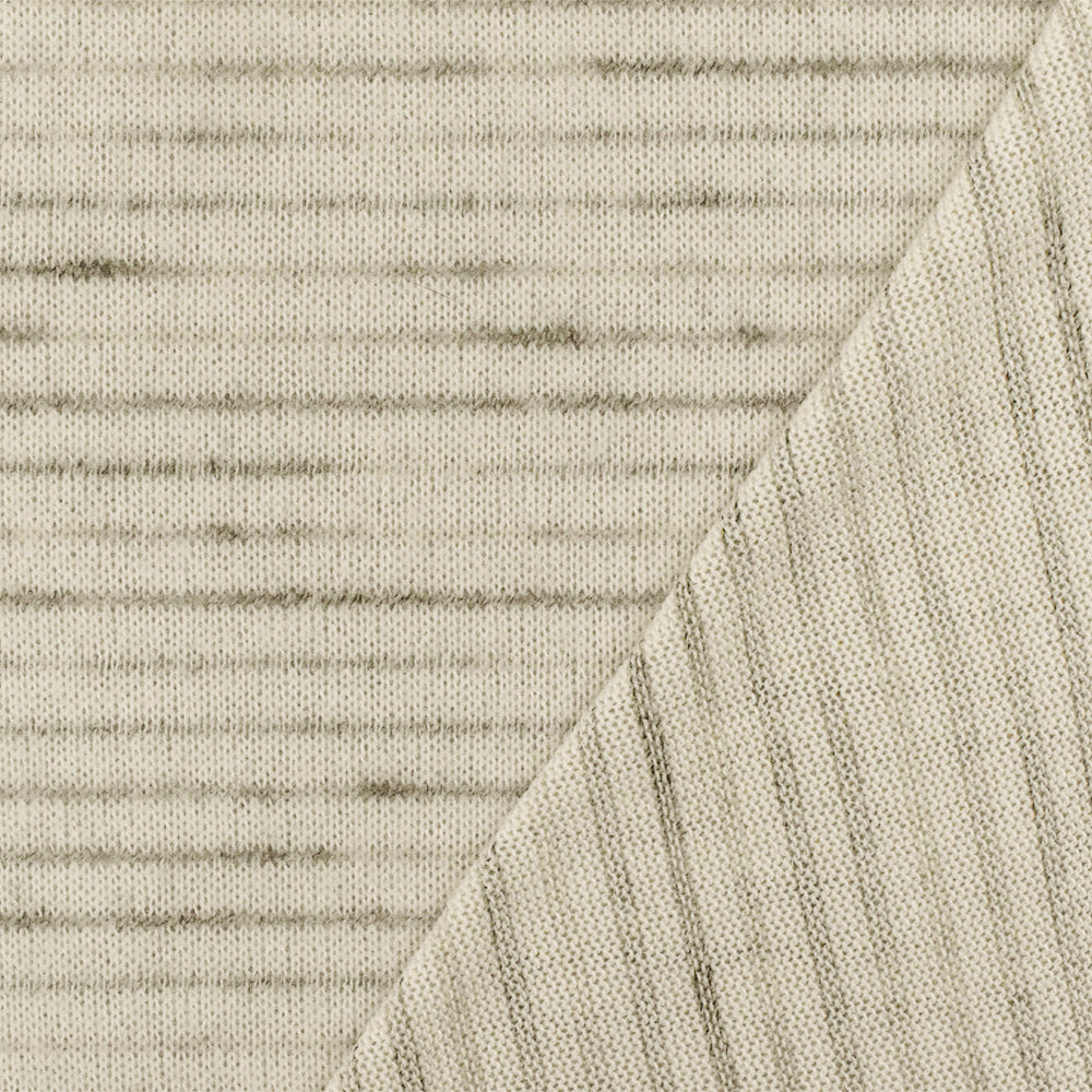 1 Yard Light Beige Gray Multi Stripe Stretch Jersey Knit Fabric 57 Inches Wide