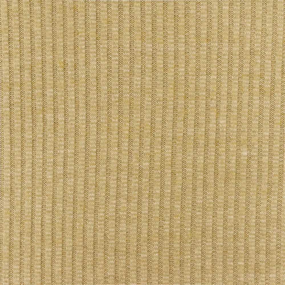 1 Yard Toasty Beige White Stretch Poly Brushed 3 by 2 Rib Knit Fabric 57 Inches Wide