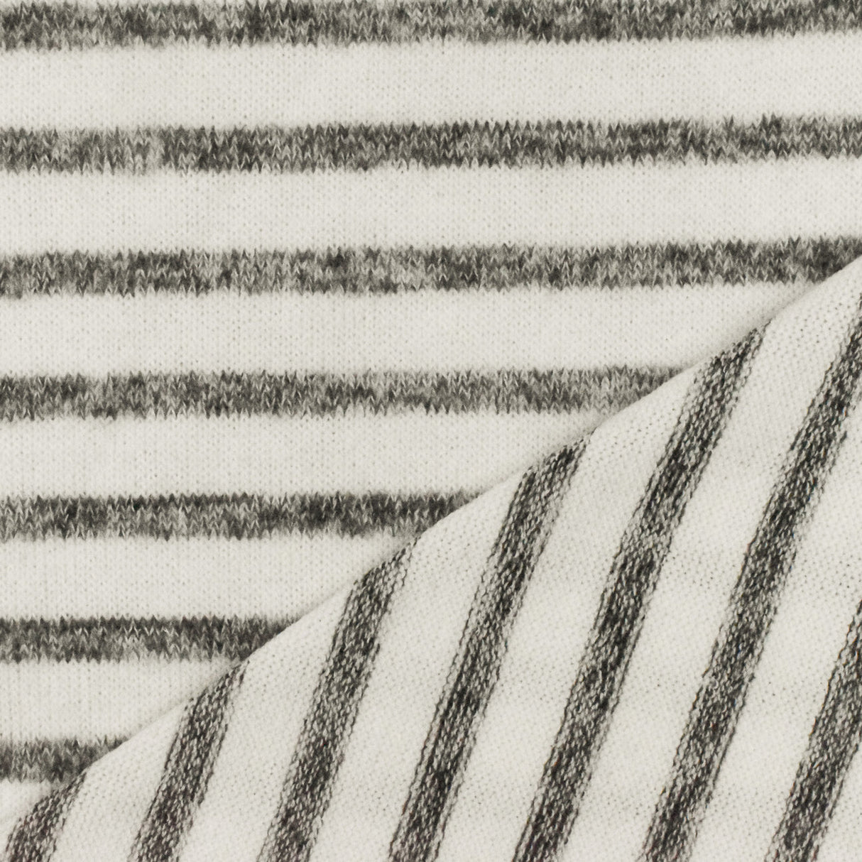 1 Yard Snow White Gray Stripe Stretch Rayon Brushed Jersey Knit Fabric 58 Inches Wide