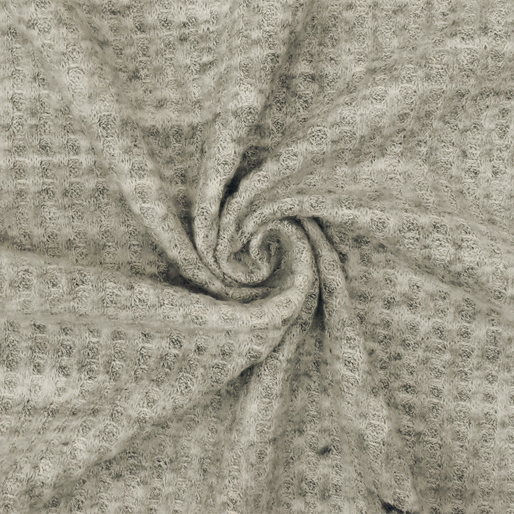 1 Yard Old Ivory Black Texture Stretch Brushed Thermal Knit Fabric 53 Inches Wide