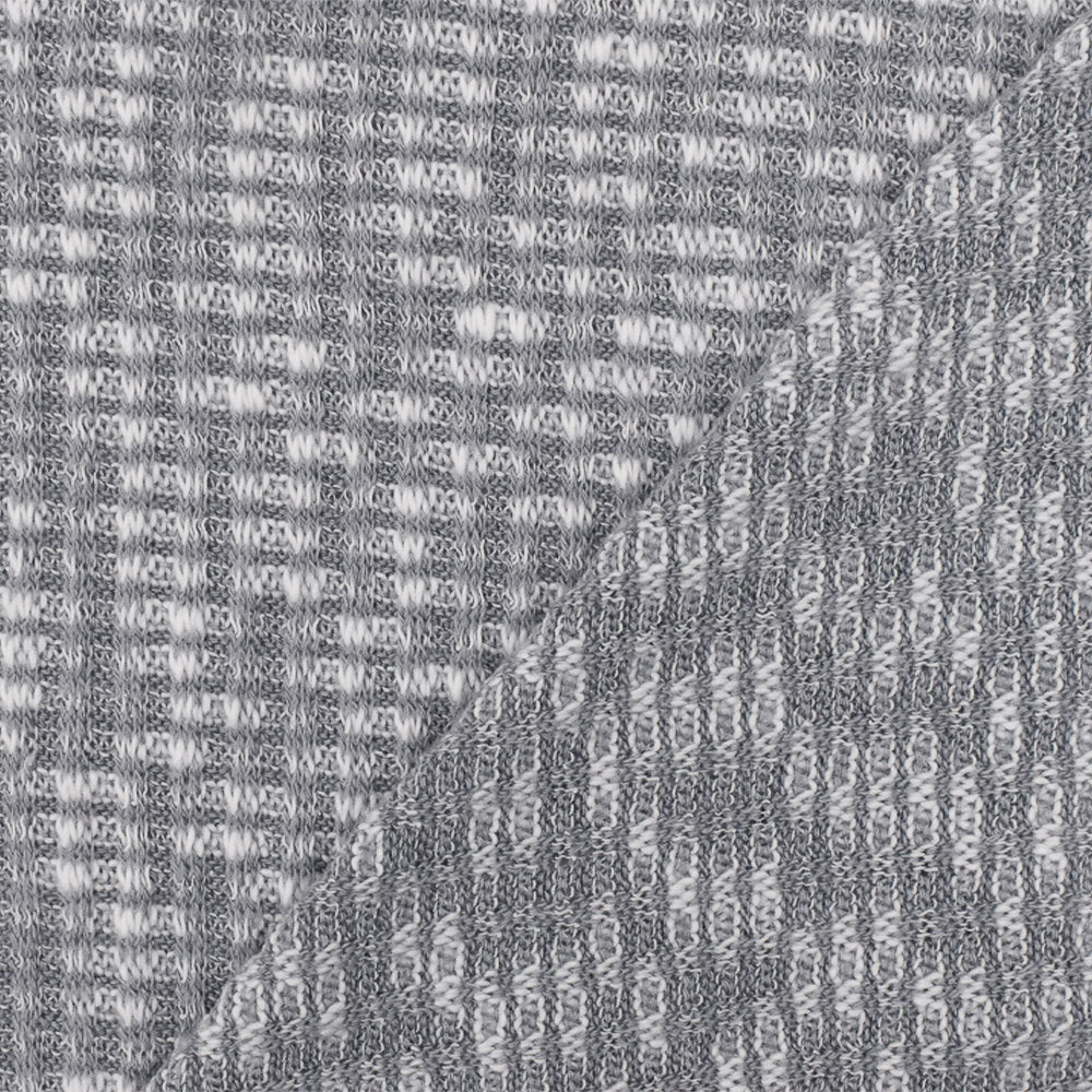 1 Yard Glacier Gray White Texture Stretch 3x2 Rib Knit Fabric 58 Inches Wide