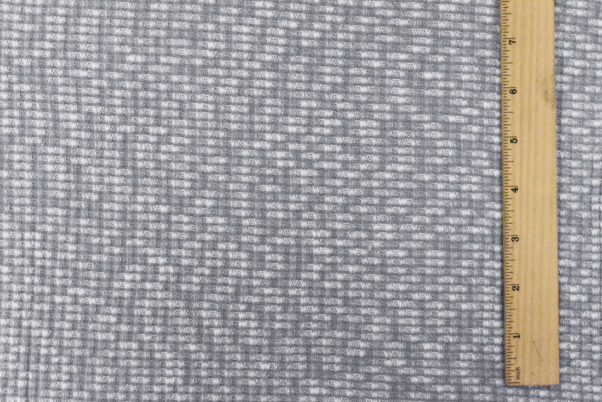 1 Yard Glacier Gray White Texture Stretch 3x2 Rib Knit Fabric 58 Inches Wide