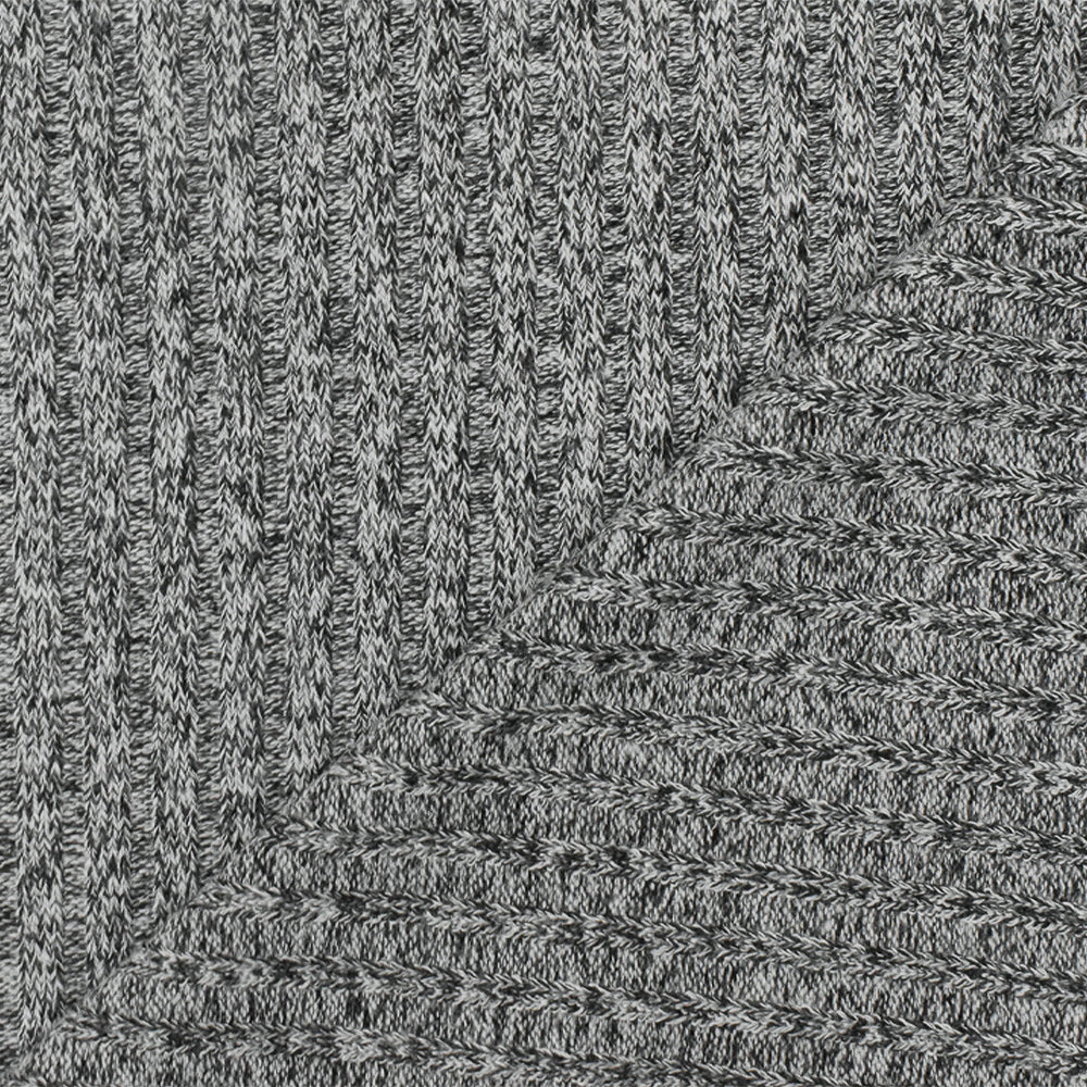 1 Yard Light Gray & Off Black Texture Stretch Rib Knit Fabric, 55 Inches Wide
