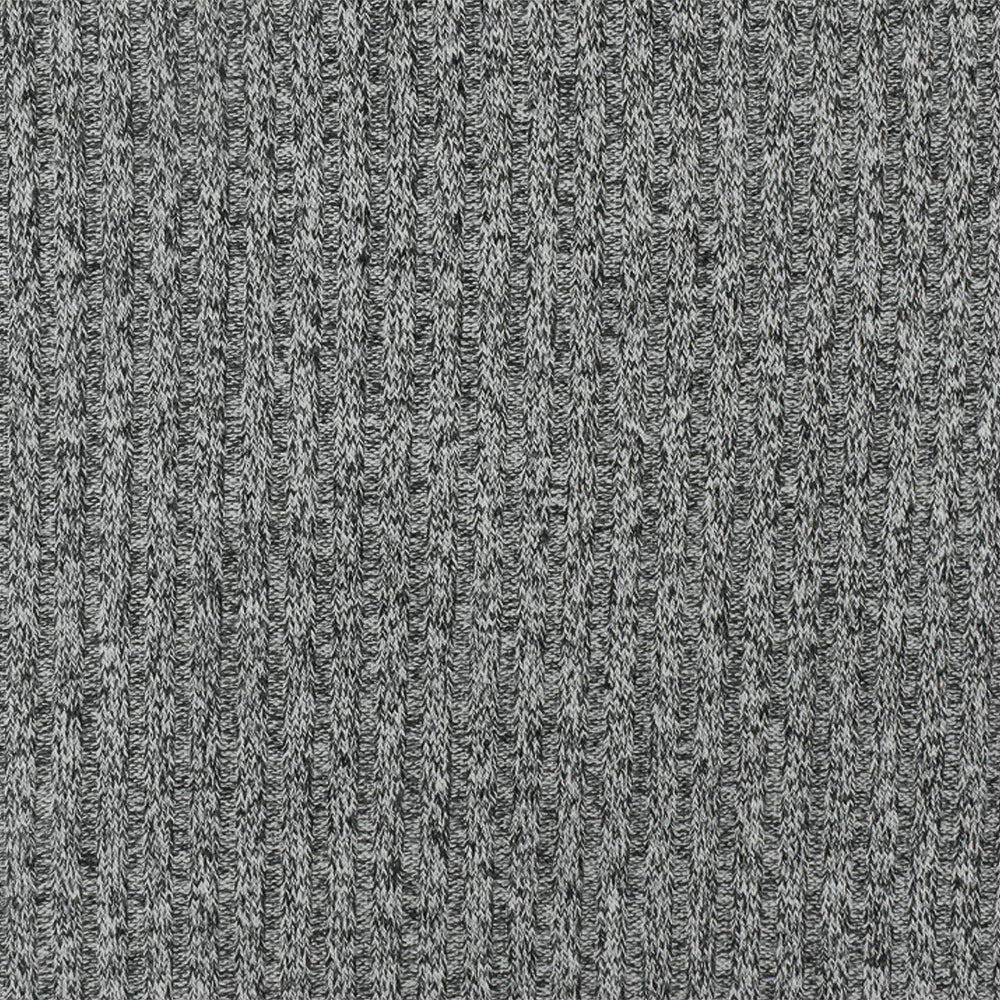 1 Yard Light Gray & Off Black Texture Stretch Rib Knit Fabric, 55 Inches Wide