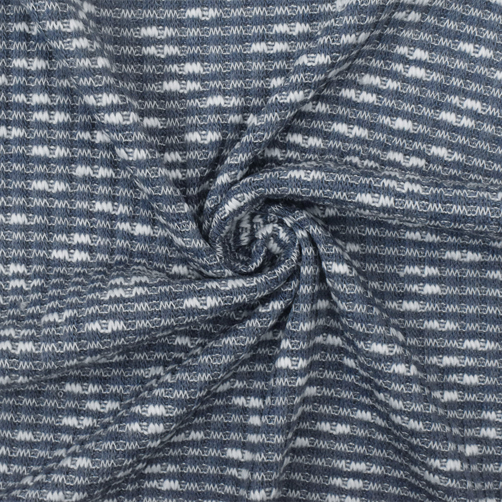 1 Yard of Dusty Navy & White Rib Knit Lightweight Textured Jersey for Activewear, 57" Width