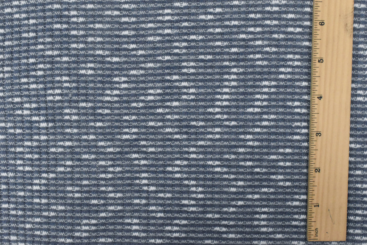 1 Yard of Dusty Navy & White Rib Knit Lightweight Textured Jersey for Activewear, 57" Width