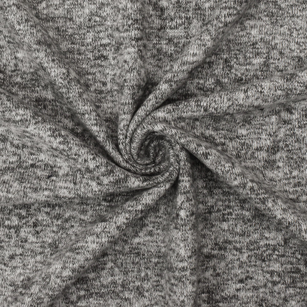 1 Yard of White & Gray Brushed Knit Fabric, Lightweight with Soft Hand & Matte Finish, 55" Width