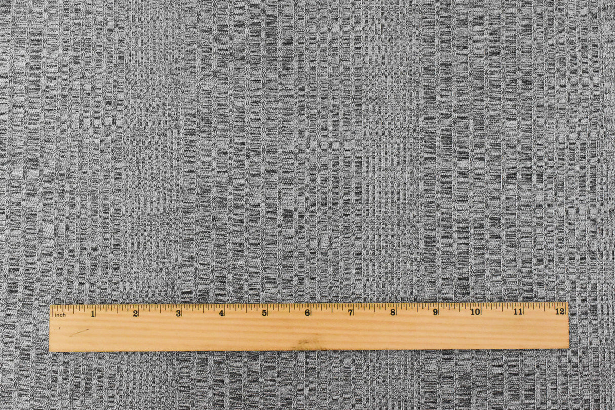 1 Yard Moon Silver & Black Texture Stretch Poly Rib Knit Fabric for Activewear, 66 Inches Wide