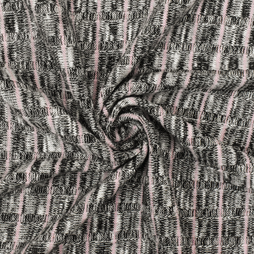 1 Yard Light Pink Stripe Rib Knit, Opaque Matte Fabric for Blouses & Activewear, 59" Wide