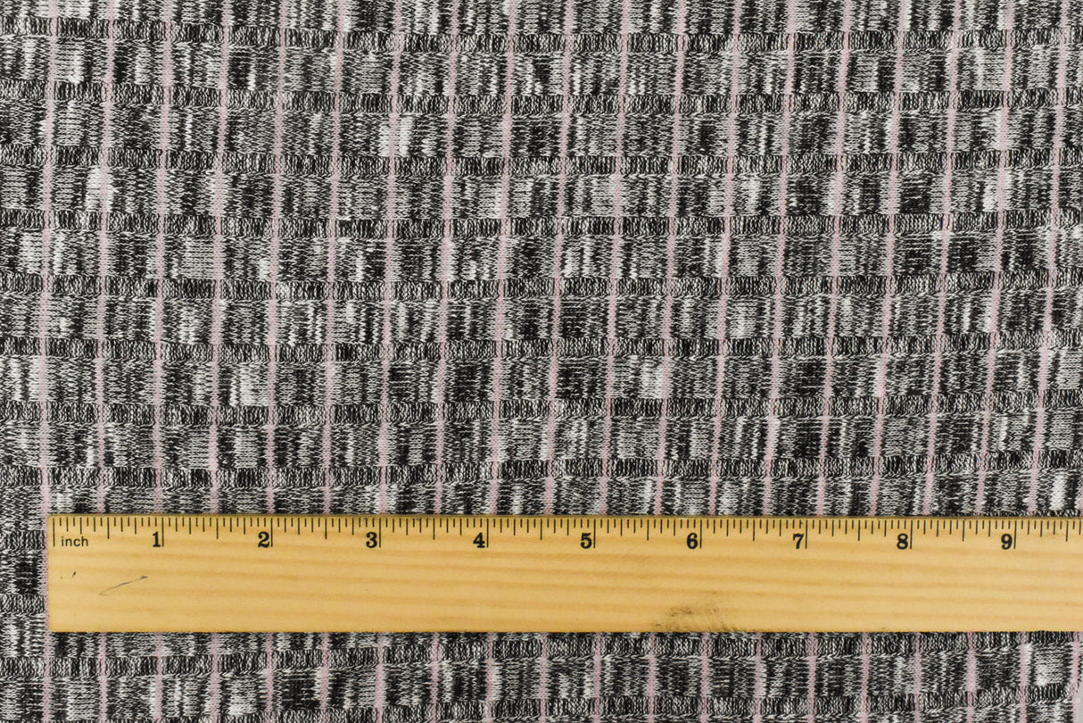 1 Yard Light Pink Stripe Rib Knit, Opaque Matte Fabric for Blouses & Activewear, 59" Wide