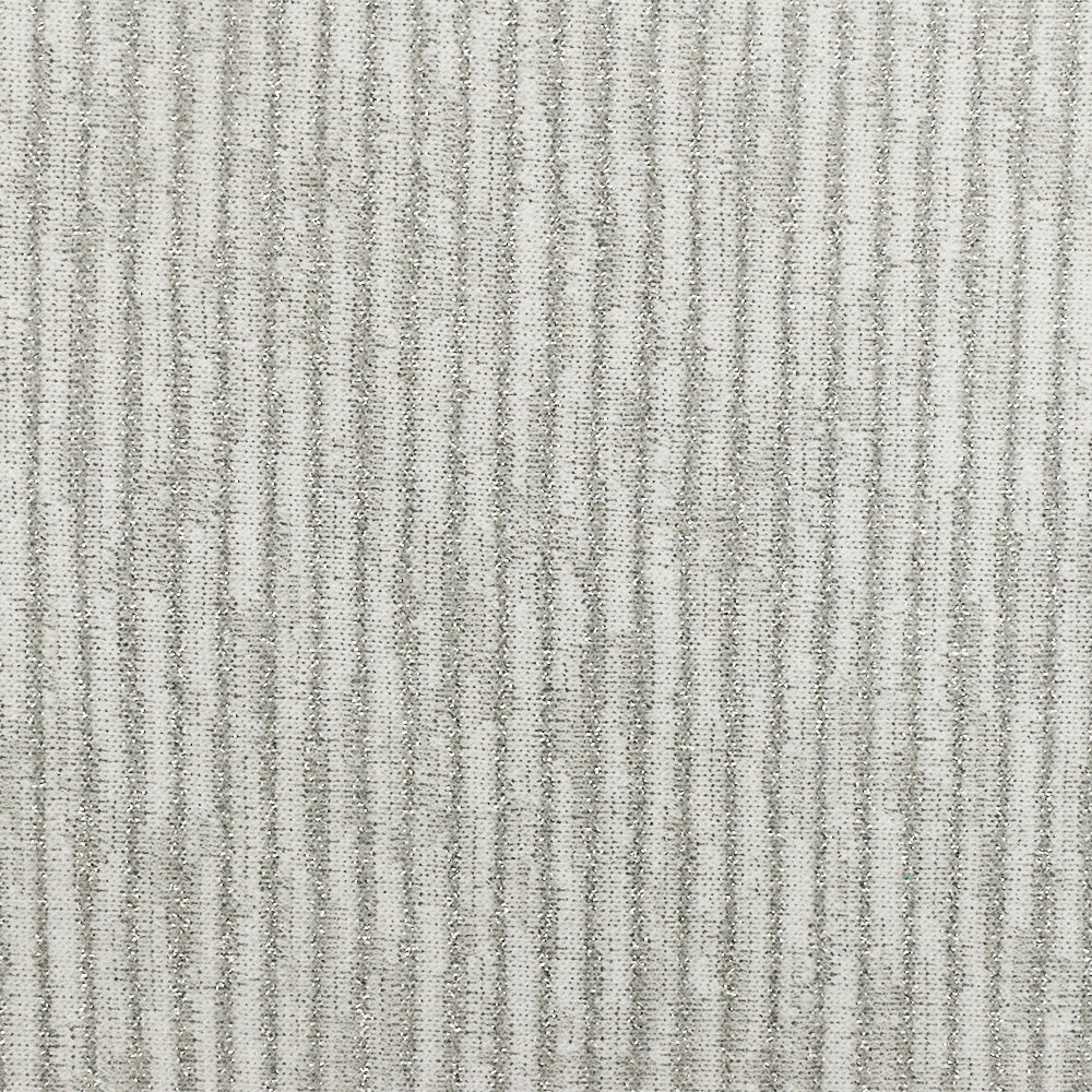 1 Yard Star Silver & White Metallic Stripe Stretch Poly Jersey Knit Fabric for Activewear, 61" Wide