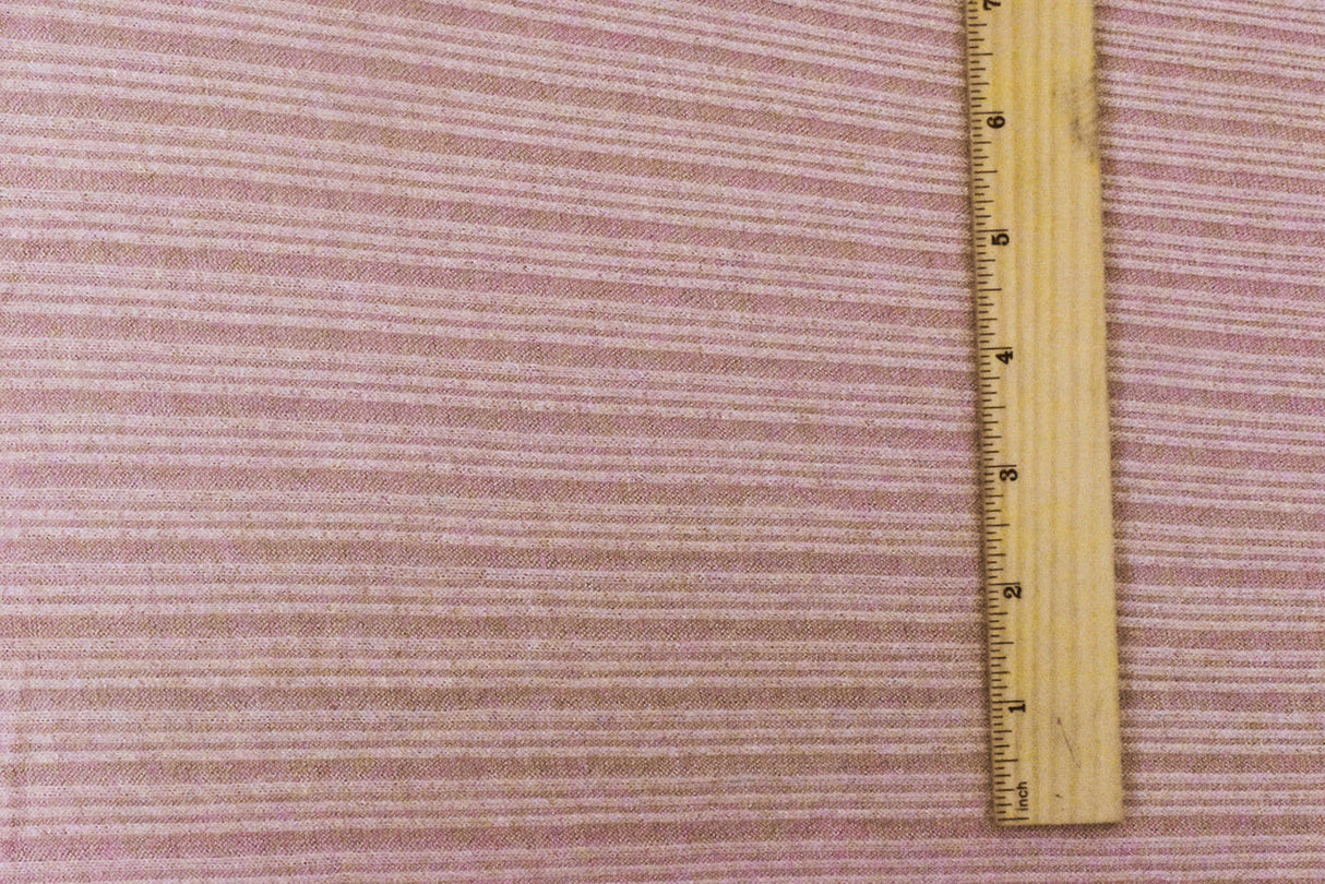 1 Yard Dusty Rose & White Textured Rib Knit Soft Horizontal Stretch Fabric for Apparel, 56" Wide