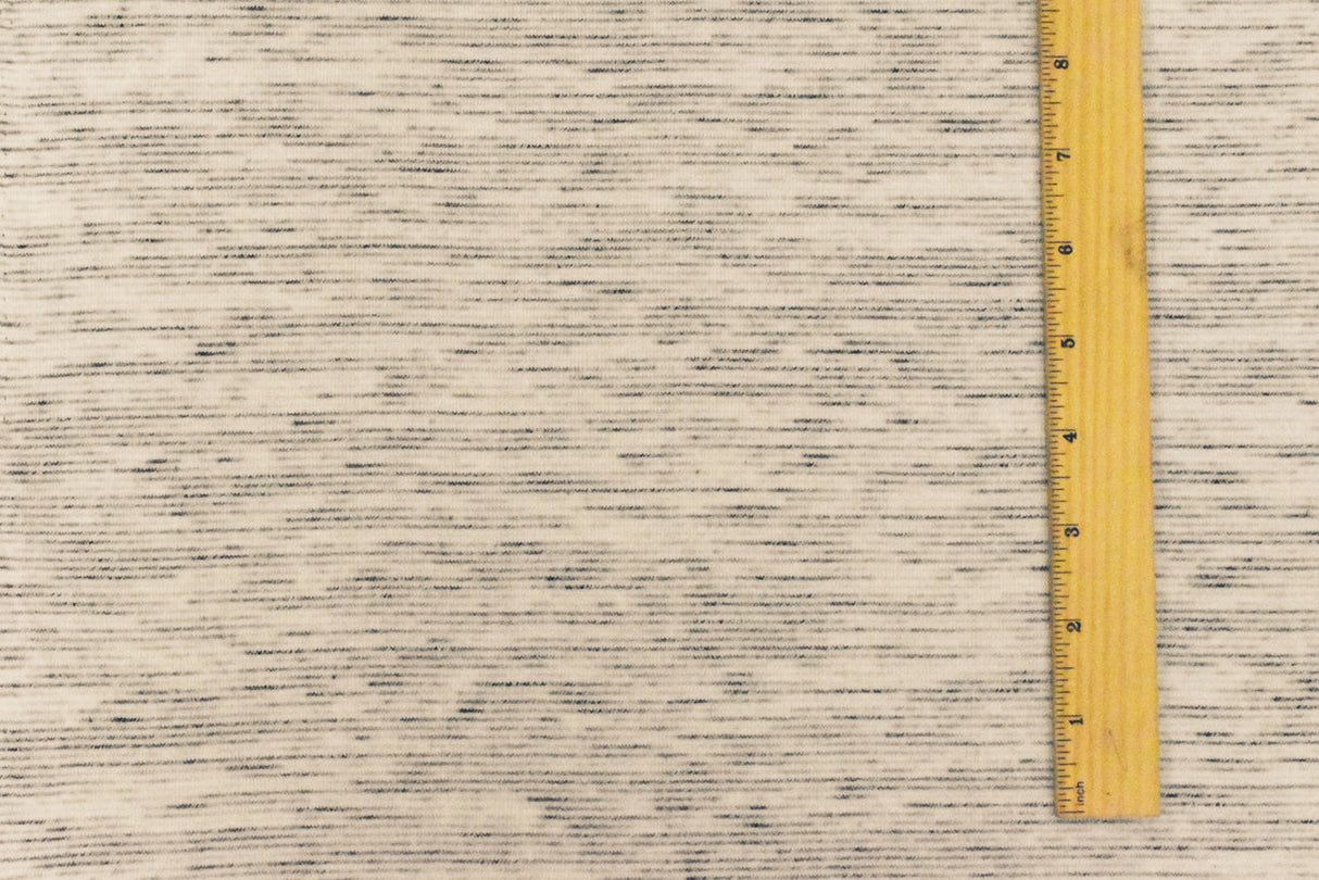 1 Yard Light Beige, Black & Multi Slub Striped Stretch Rib Knit Fabric , 60" Wide