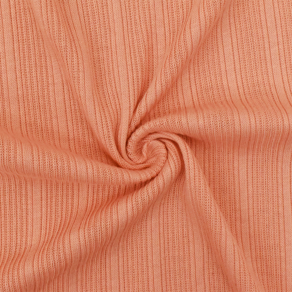 1 Yard Coral Orange Solid Rib Knit Lightweight Stretch Fabric for Dresses & Blouses , 52 Inches Width