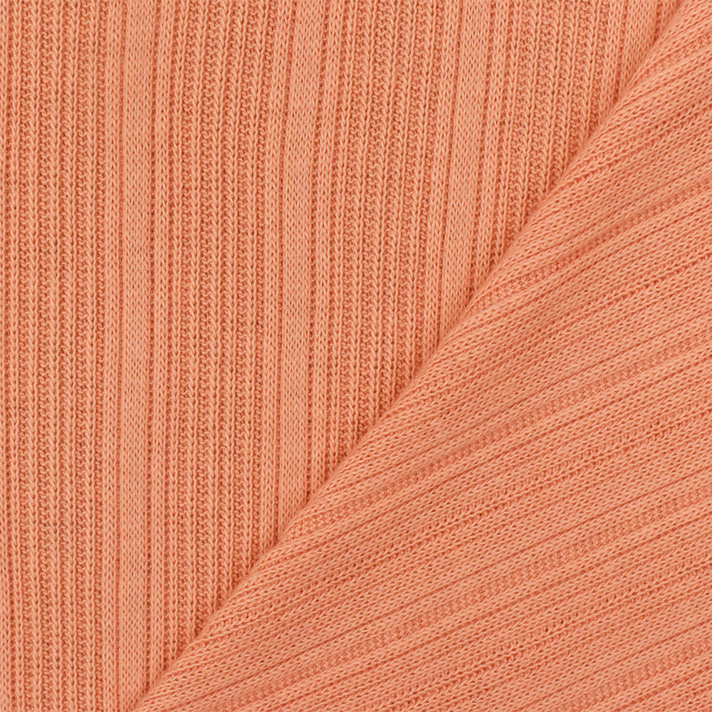 1 Yard Coral Orange Solid Rib Knit Lightweight Stretch Fabric for Dresses & Blouses , 52 Inches Width