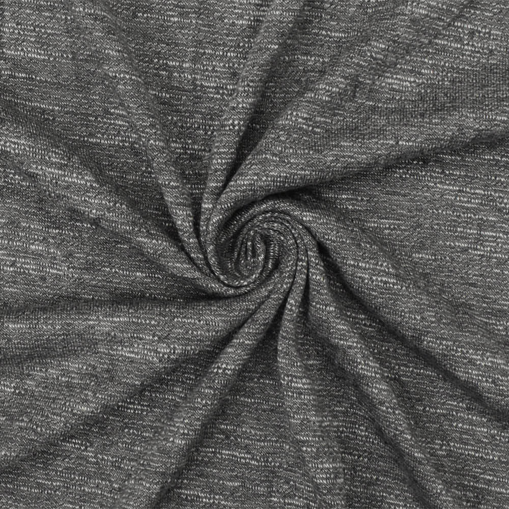 1 Yard Dusty Gray & White Slub Knit Lightweight Jersey with Horizontal Stretch, 67 Inches Width