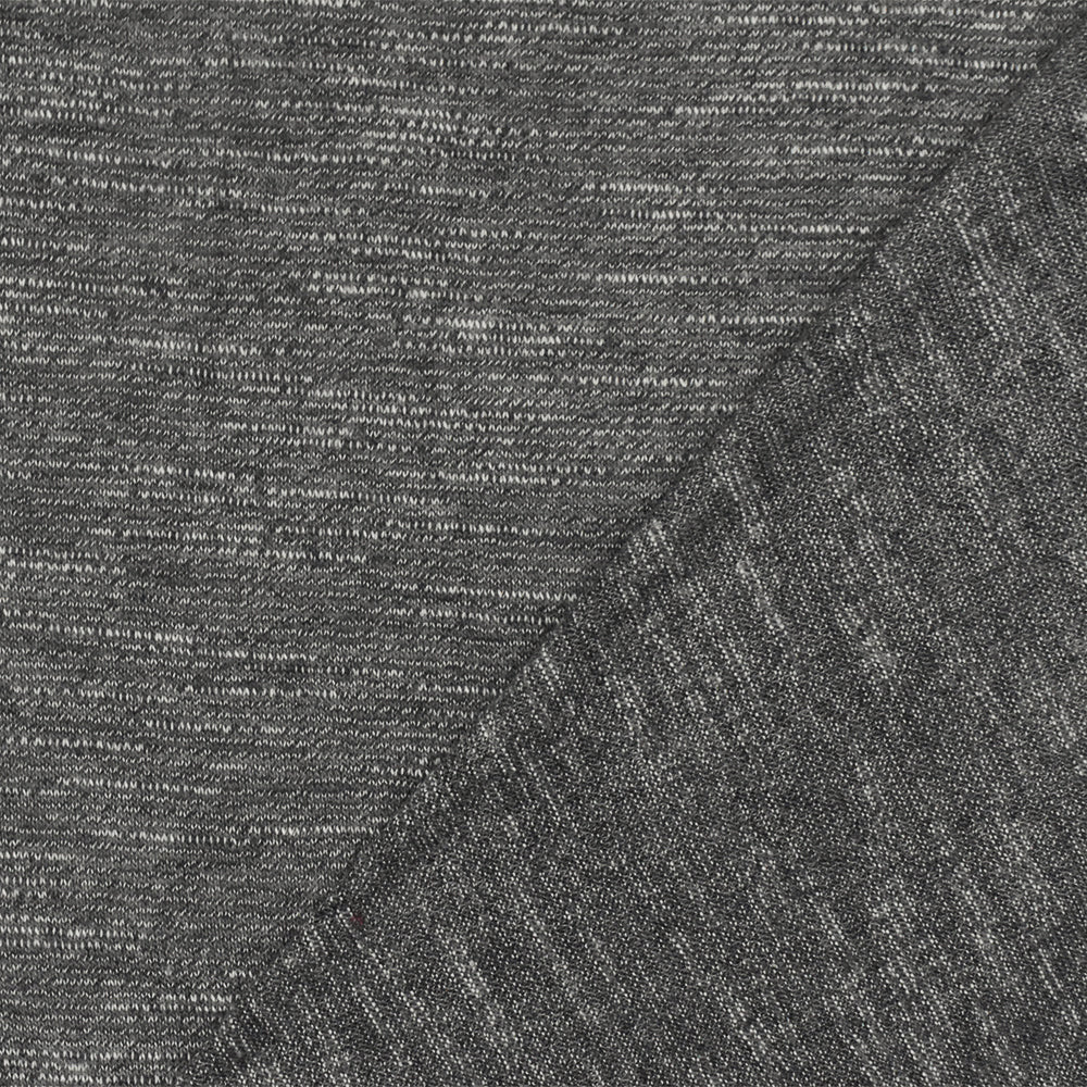 1 Yard Dusty Gray & White Slub Knit Lightweight Jersey with Horizontal Stretch, 67 Inches Width