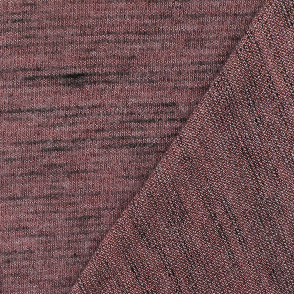 1 Yard Rouge Pink & Black Slub Brushed Jersey Lightweight Stretch Fabric for Apparel, 56 Inches Wide