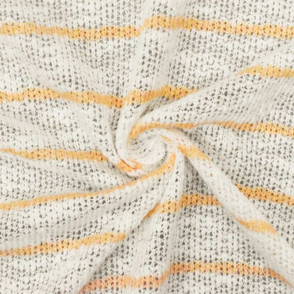 1 Yard Apricot Orange & White Stripe Stretch Jersey Knit Fabric, 55 Inches Wide
