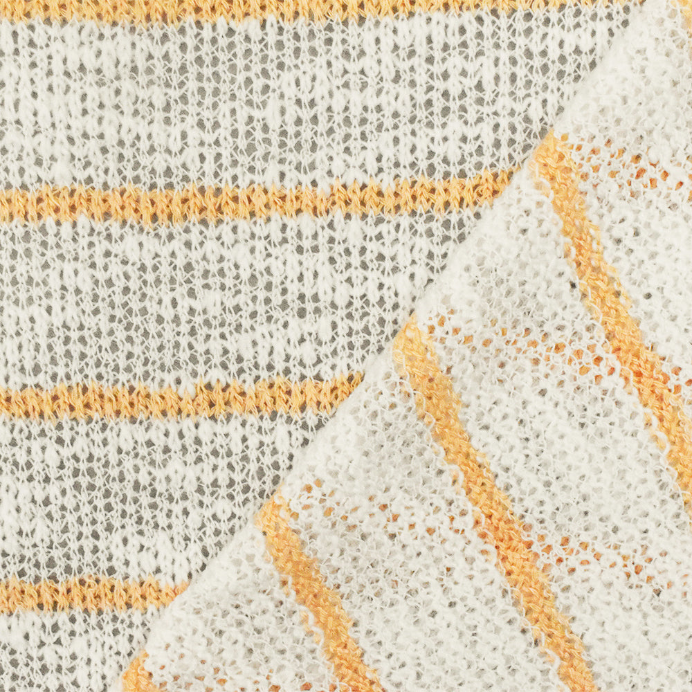 1 Yard Apricot Orange & White Stripe Stretch Jersey Knit Fabric, 55 Inches Wide