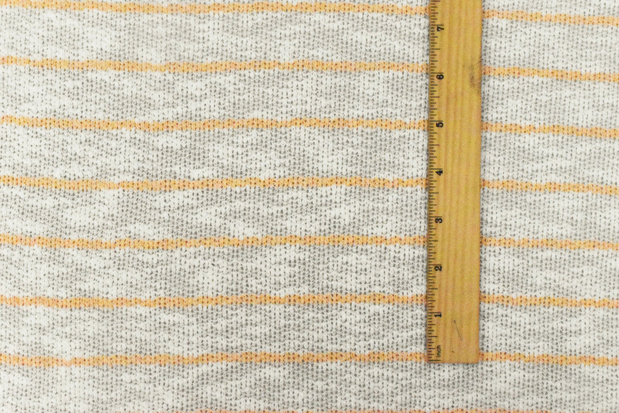 1 Yard Apricot Orange & White Stripe Stretch Jersey Knit Fabric, 55 Inches Wide