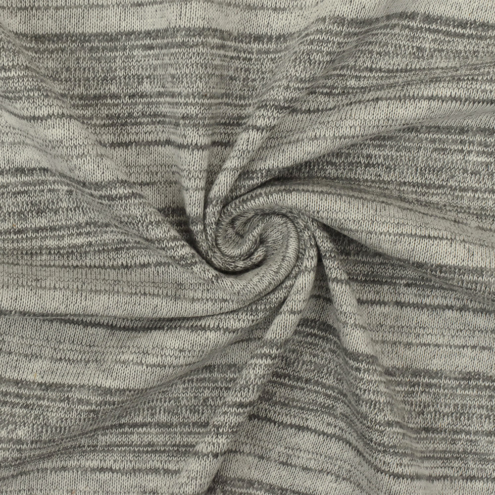 1 Yard Vintage, White & Gray Stripe Jersey Knit Textured Stretch Fabric for Apparel 56" Wide
