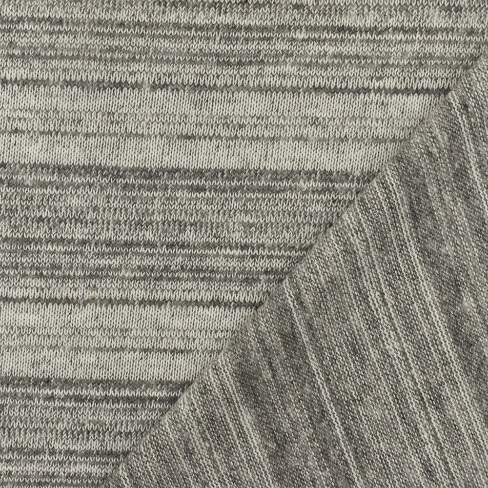 1 Yard Vintage, White & Gray Stripe Jersey Knit Textured Stretch Fabric for Apparel 56" Wide