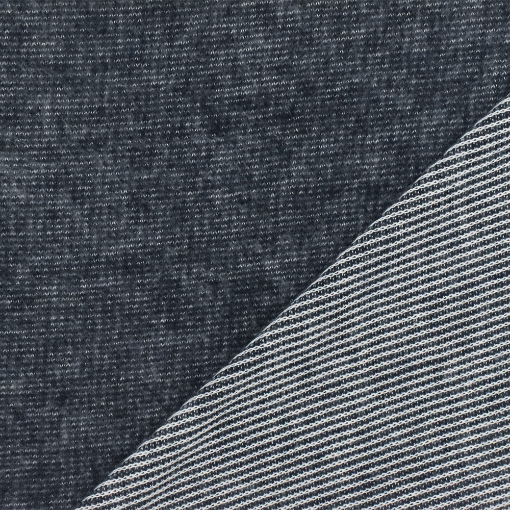 1 Yard Dust Navy & White Rib Knit Matte Finish, Opaque, Soft Hand Ideal for Blouses & Activewear 58" Wide