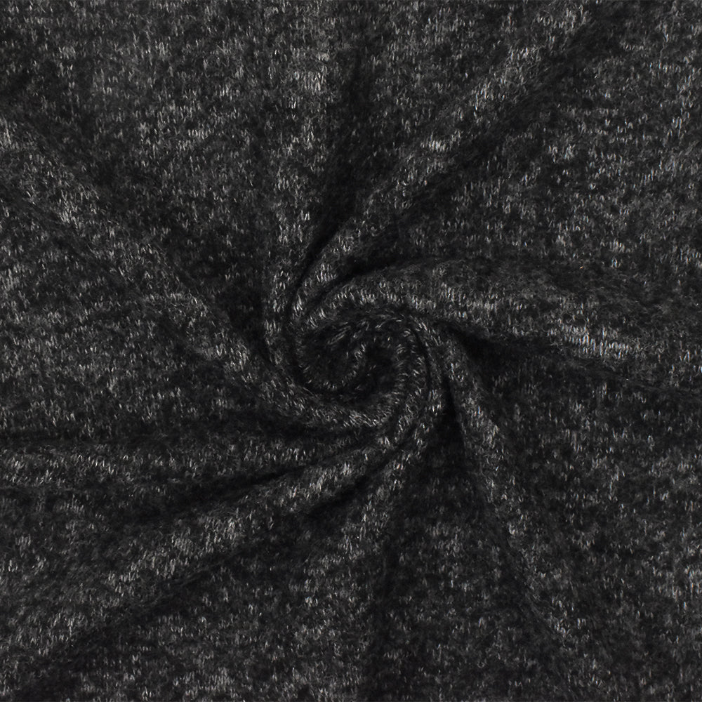 1 Yard Light Gray & Black Stretch Jersey, Soft Hand, Matte Finish, Ideal for Apparel 56" Wide