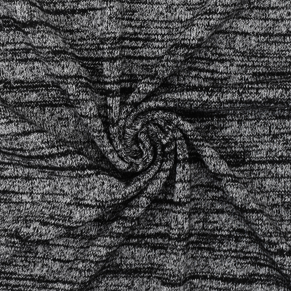 1 Yard Black & Gray Textured Slub Stretch Jersey Soft Matte Knit for Blouses & Activewear , 56 Inches Wide